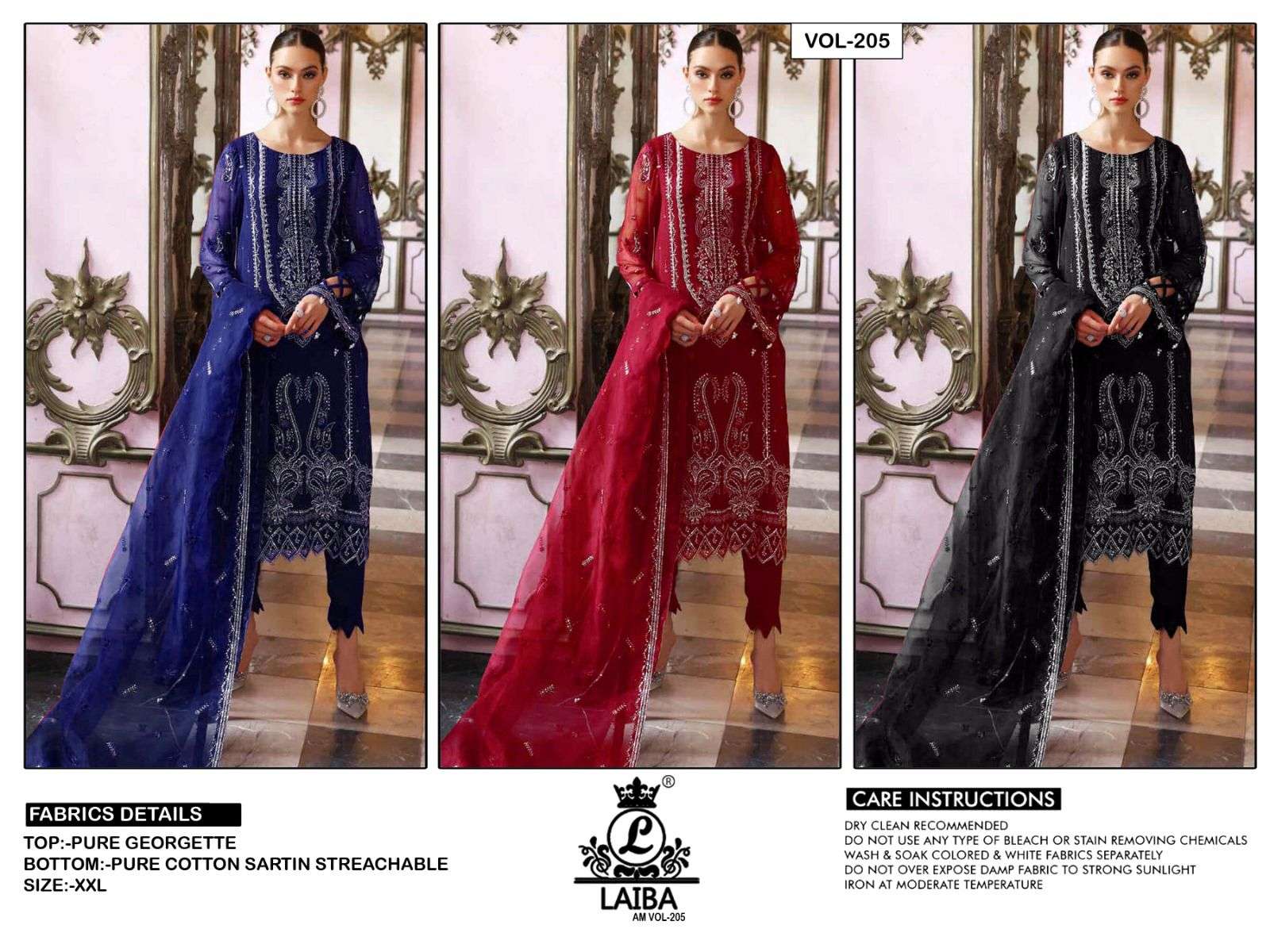 laiba am vol 205 beautiful colors designer work readyamade pakistani salwar kameez 
