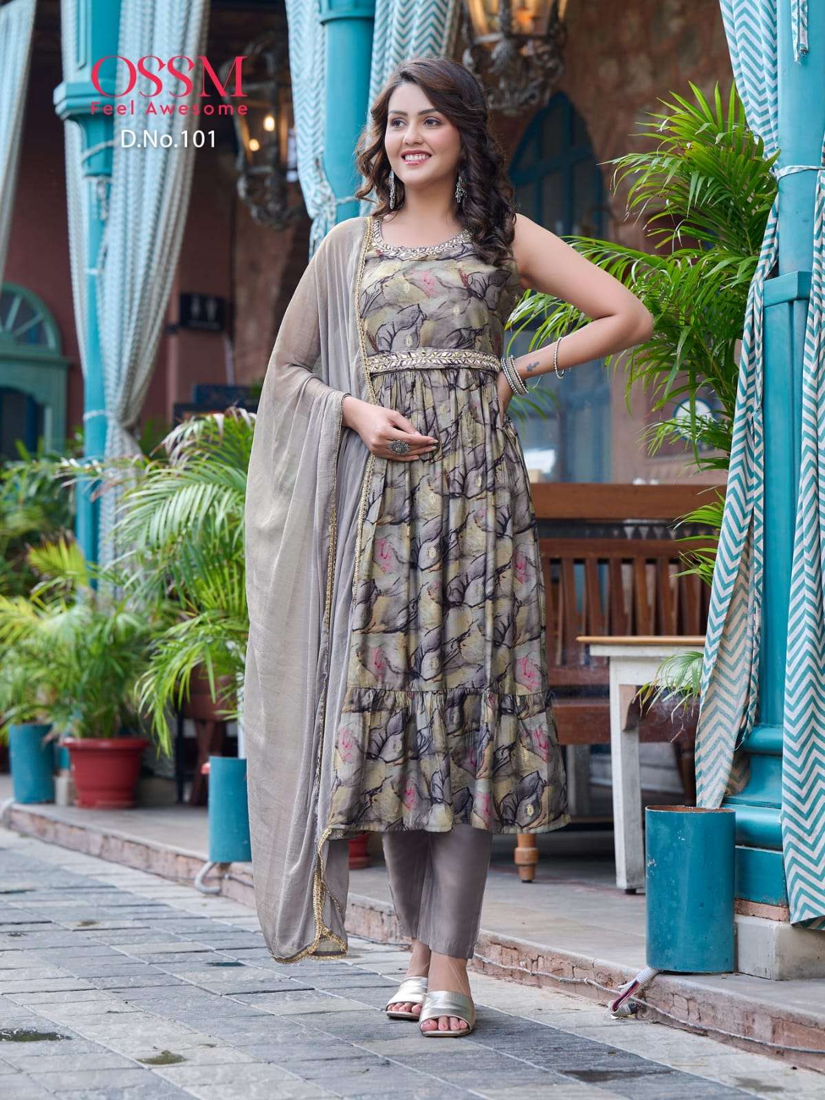 ossm present sargam amazing foil print readymade salwar kameez with designer belt catalogue 