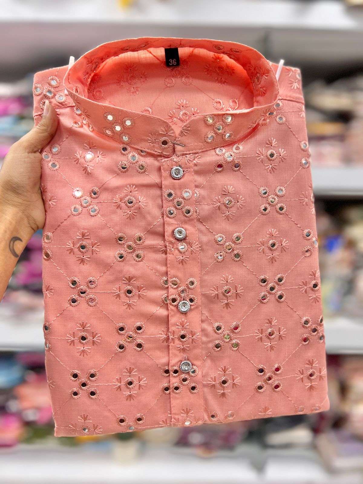 outluk combo function wear mirror work readymade kurta and pajama for father wear 