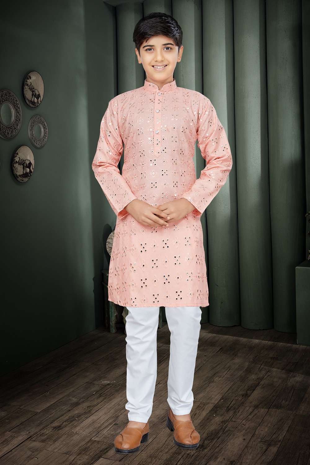 outluk combo function wear mirror work readymade kurta and pajama for father wear 