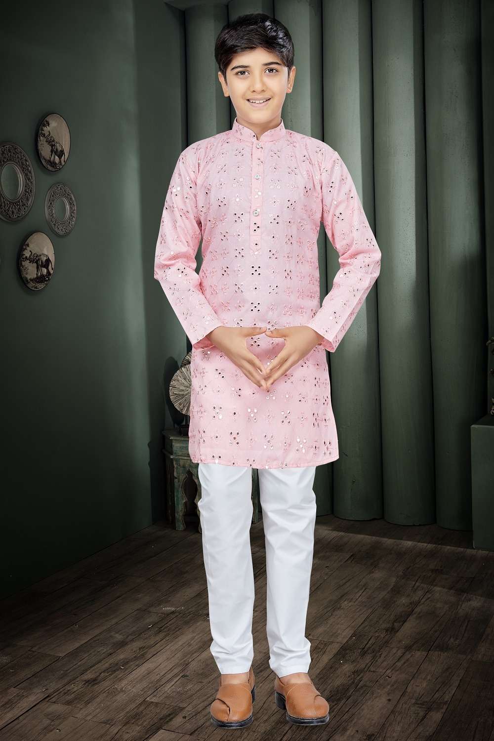 outluk combo function wear mirror work readymade kurta and pajama for father wear 