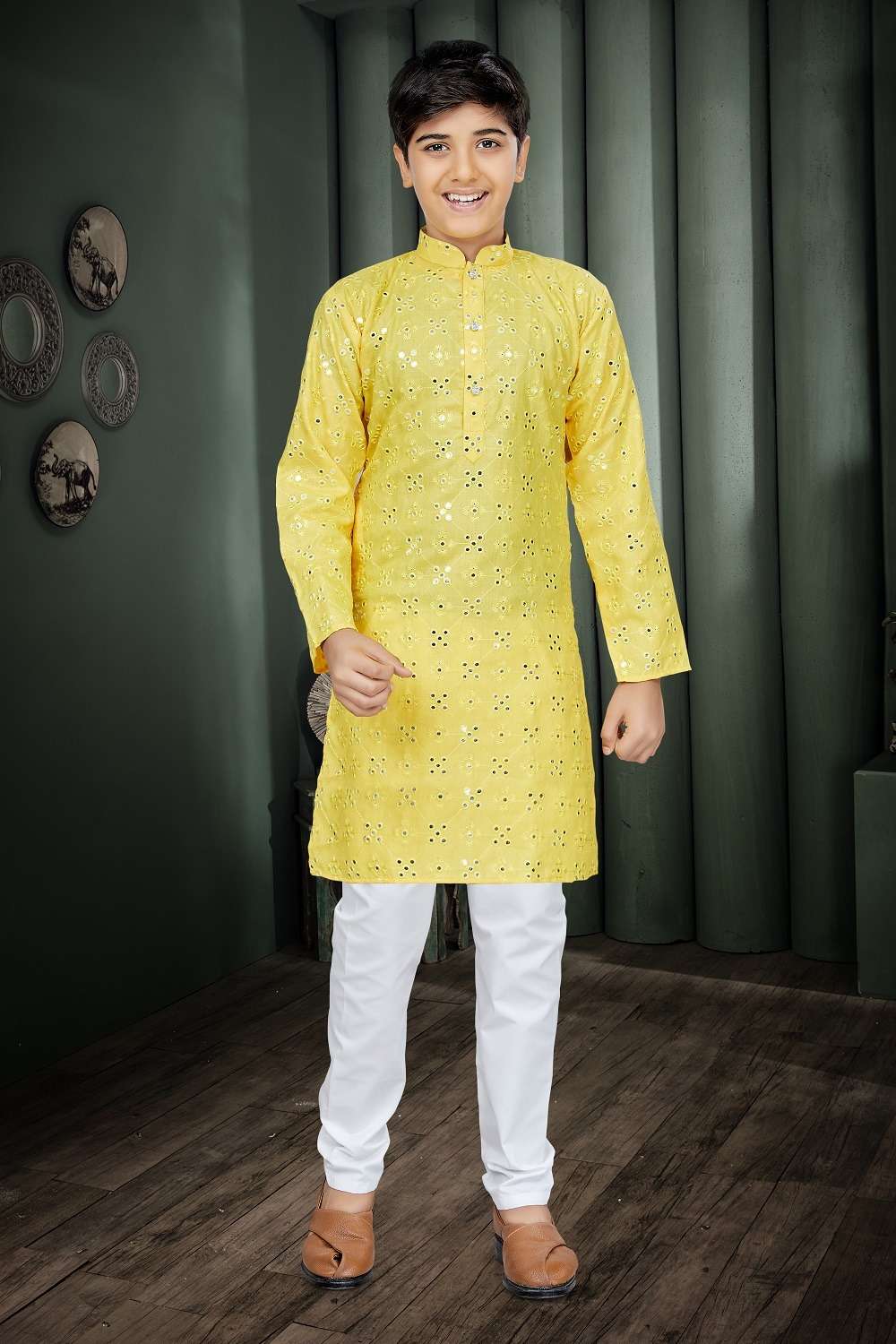 outluk combo function wear mirror work readymade kurta and pajama for father wear 