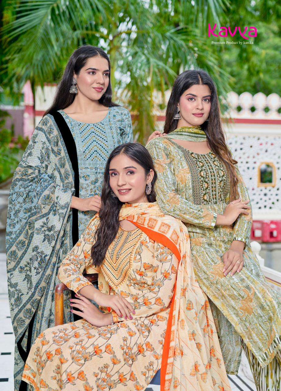 pashmina vol 2 by kavya kanika unique designs neck work kurti with pant and dupatta premium quality catalog 