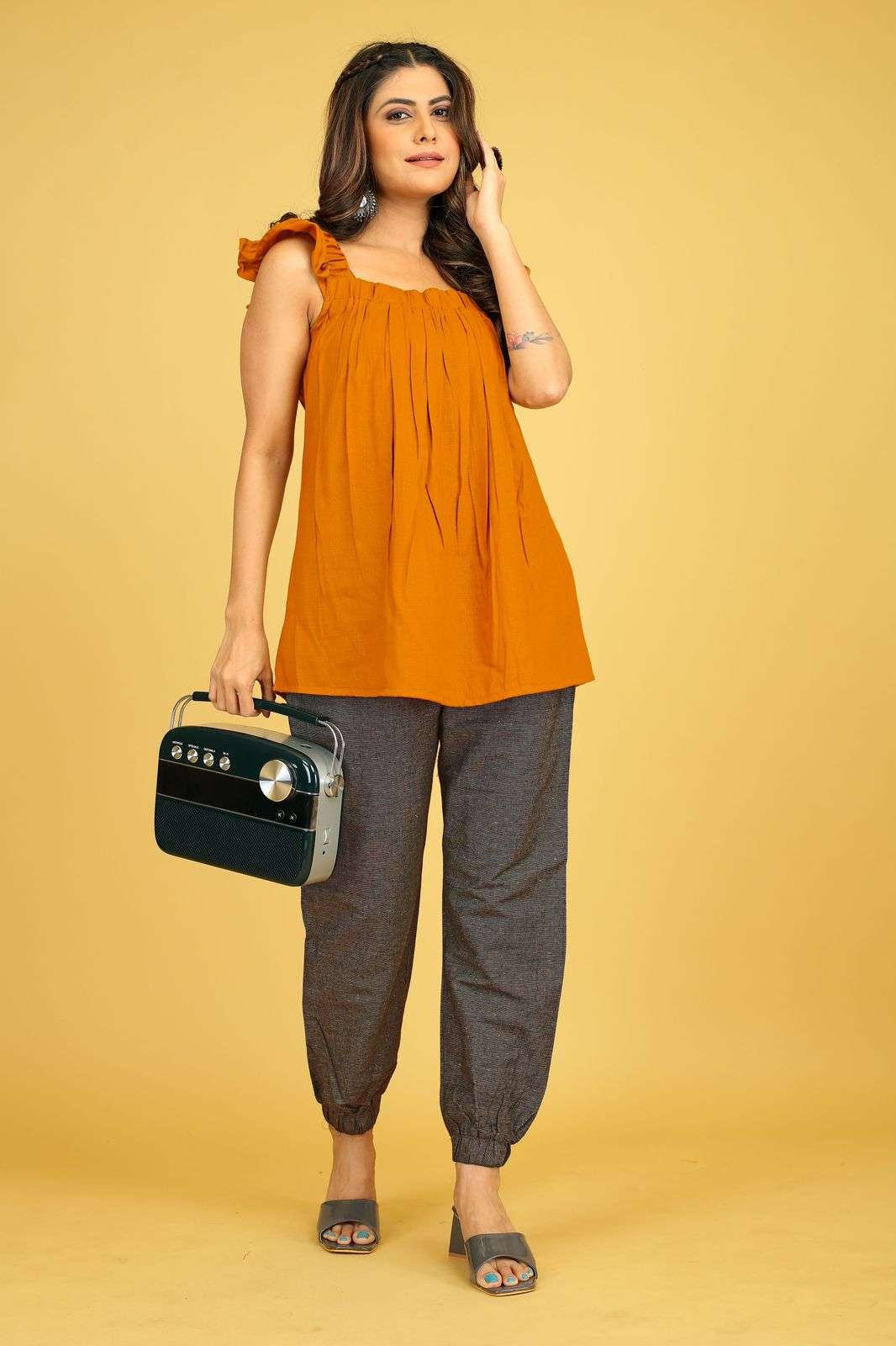 pr 1230-1231 fancy cord set casual wear readymade women top bottom 