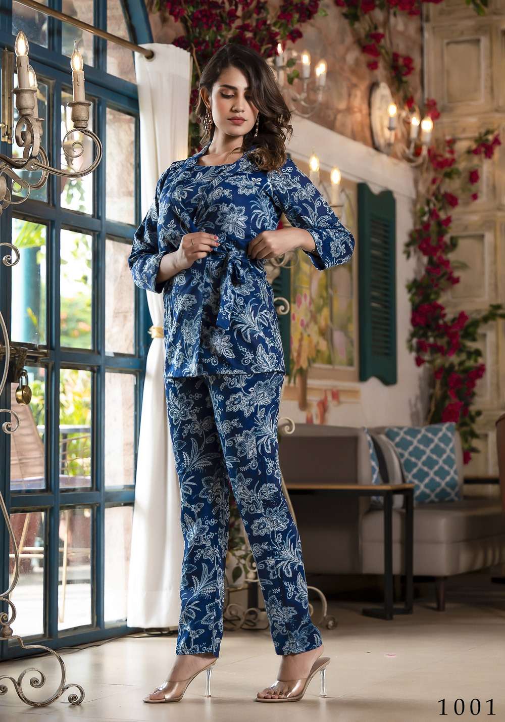 pr richie fancy cord set soft silk digital print readymade crop top with jacket and pant 