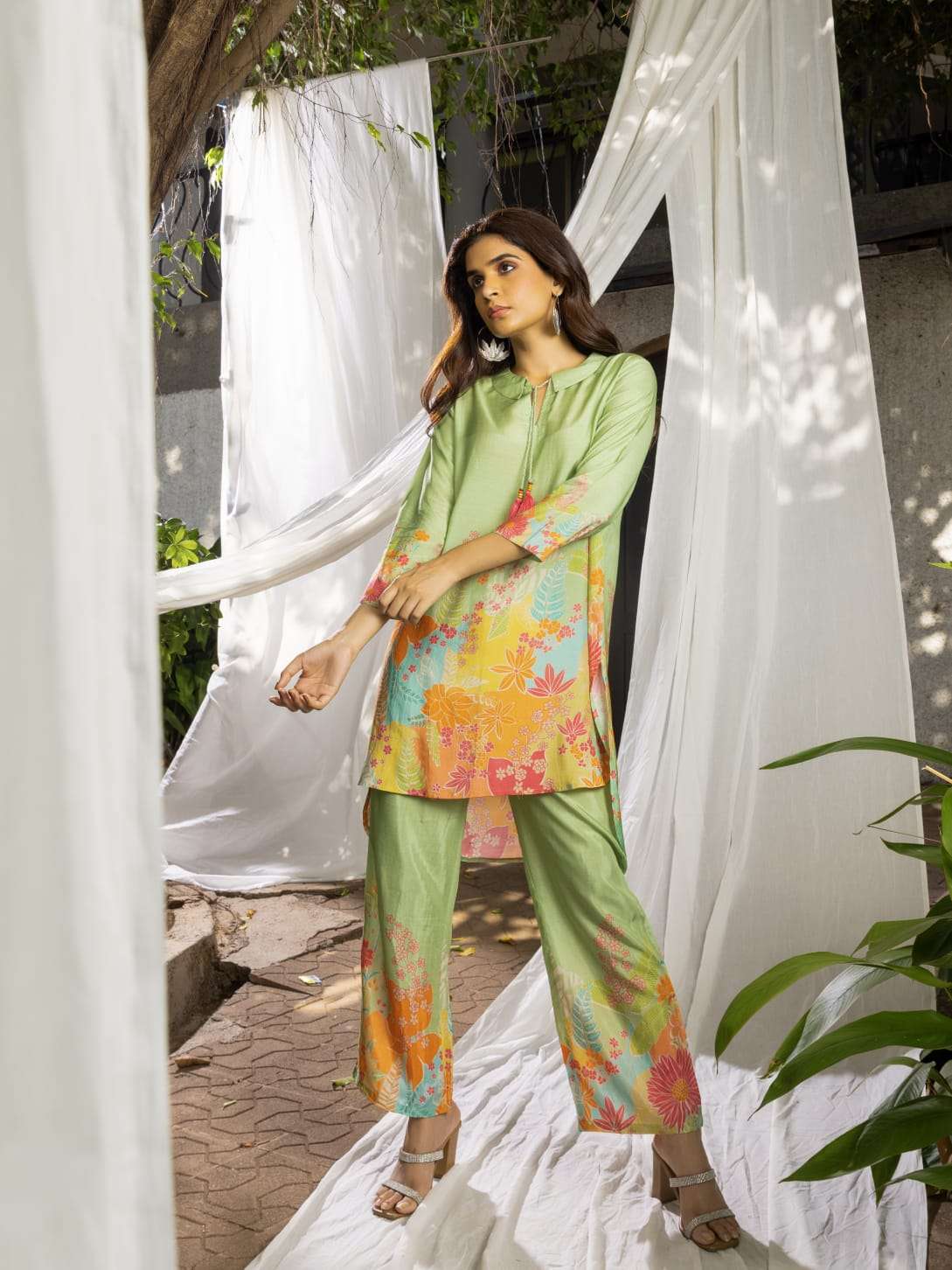 psyna 2267 fancy cord set amazing print tunic with pant combo set