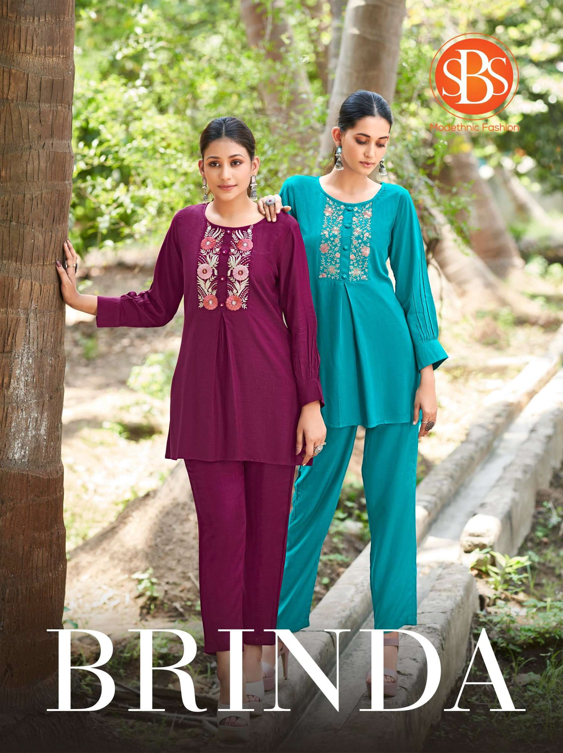 sbs fashion brinda fancy cord set designer neck work tunic with pant 