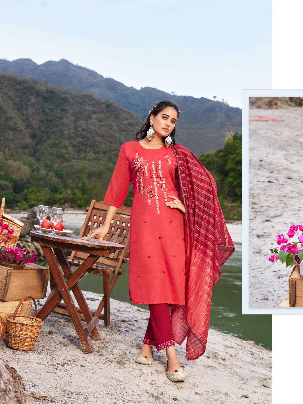 wanna present imara fancy designer thread work kurti with pant and dupatta catalog