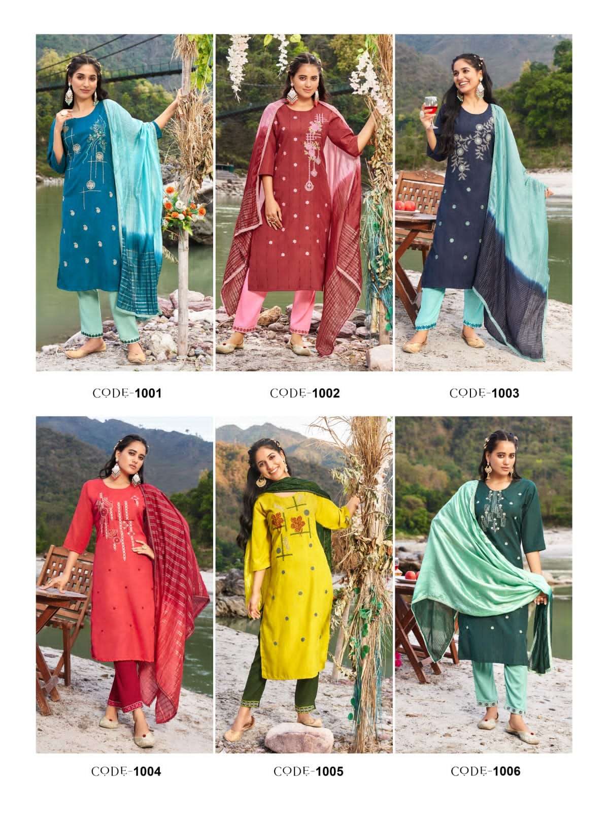 wanna present imara fancy designer thread work kurti with pant and dupatta catalog