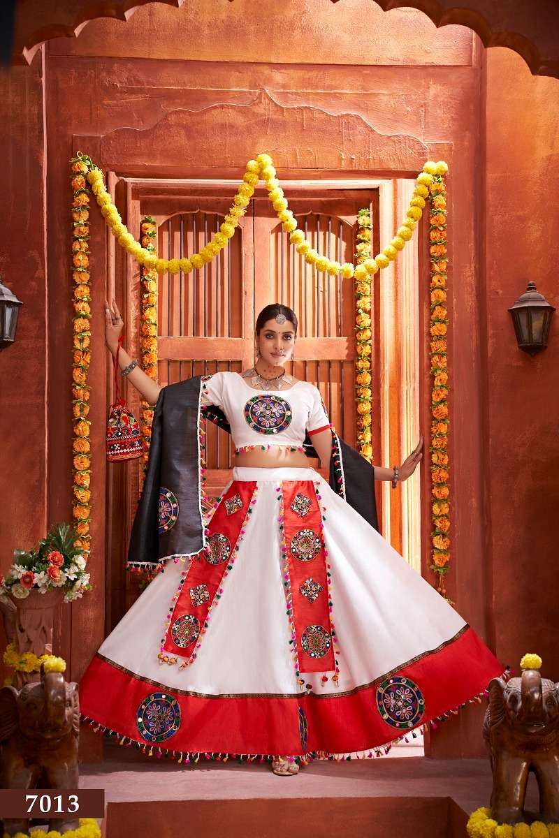 wonderful white color designer navratri single lehenga choli 7013 rajwadi vol 3 by aawiya