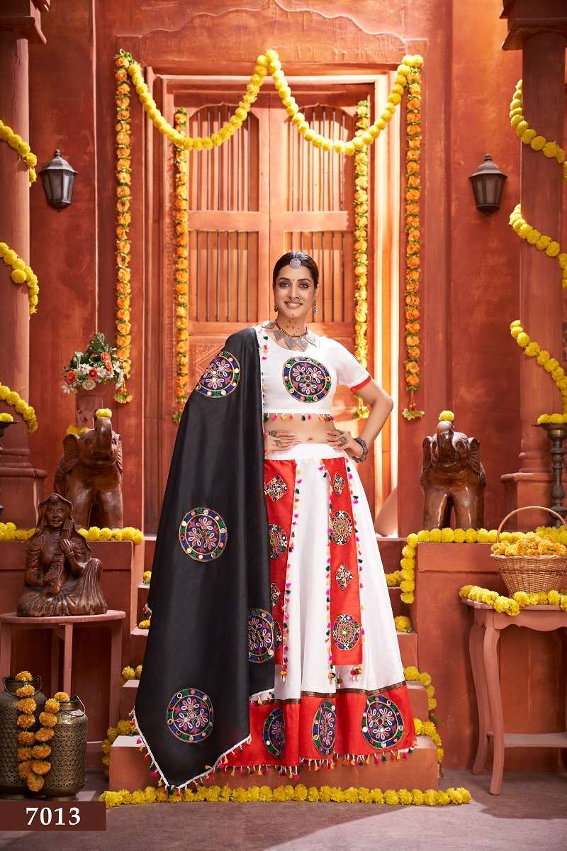 wonderful white color designer navratri single lehenga choli 7013 rajwadi vol 3 by aawiya
