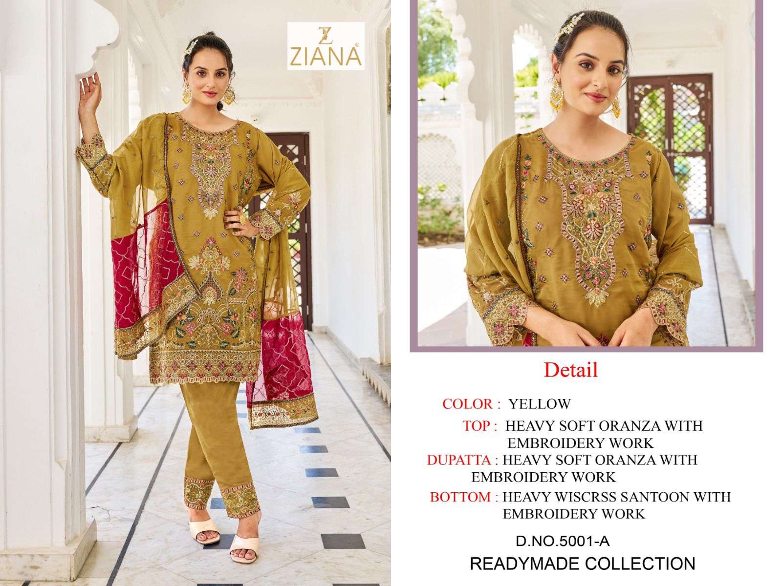 ziana 5001 colors designer organza readymade pakistani salwar kameez