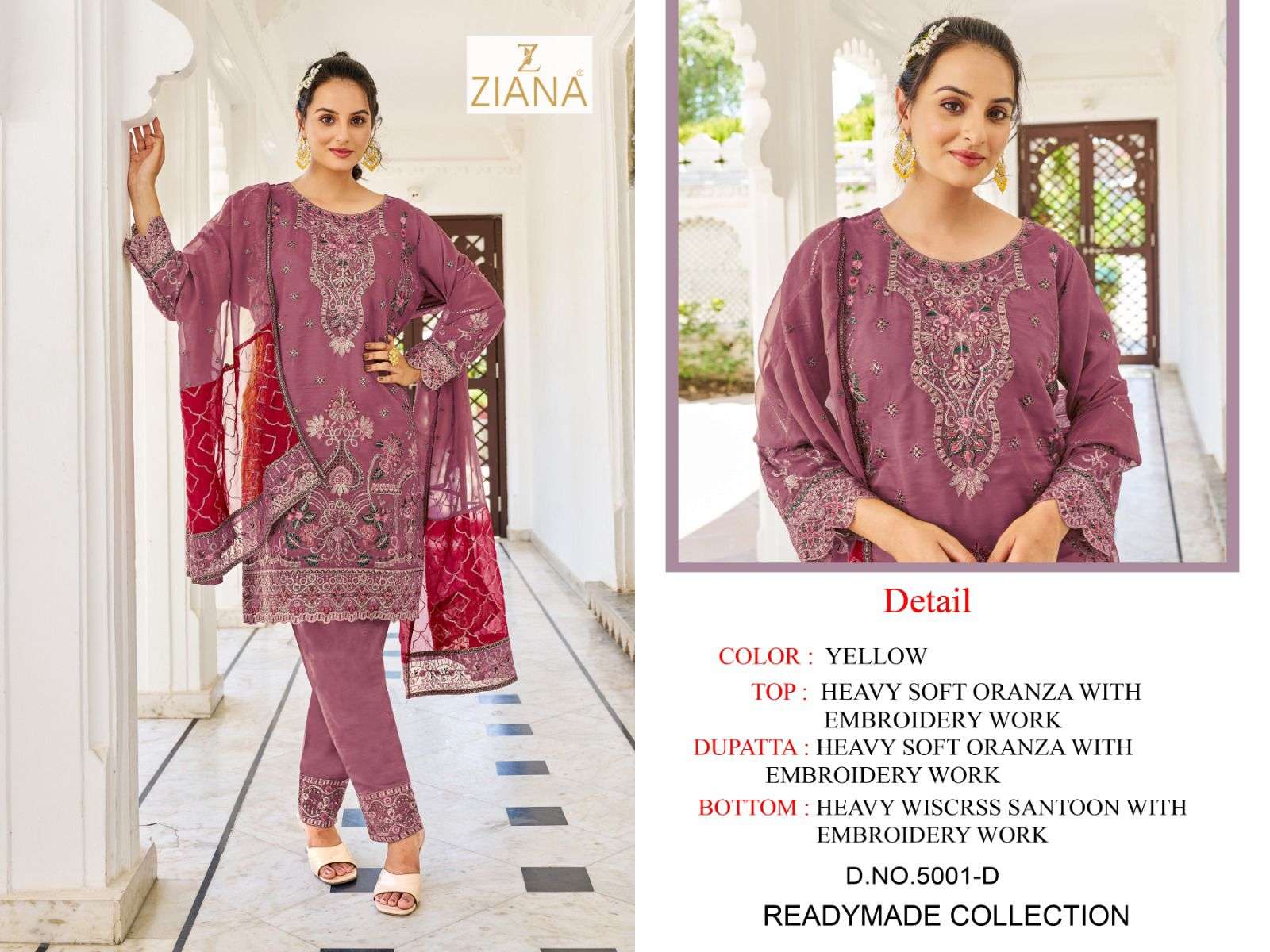ziana 5001 colors designer organza readymade pakistani salwar kameez