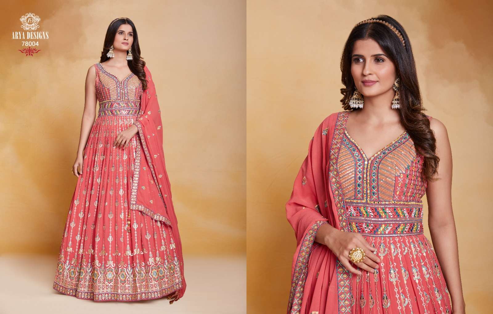 zoya vol 4 by arya designs fantastic designer function wear readymade long gown with dupatta catalogue 