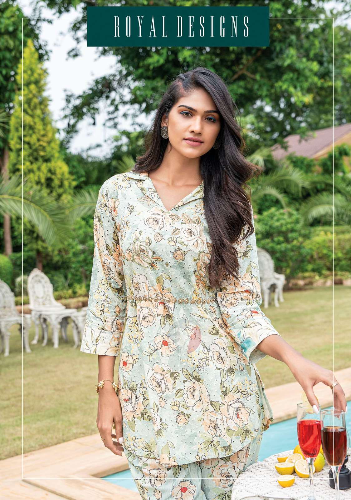 anju fab zoya vol 6 designer cord set digital print fancy fullstitch tunic with pant