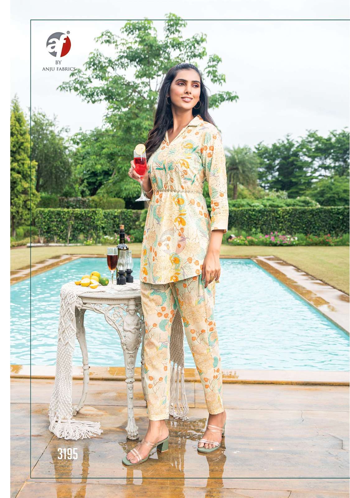 anju fab zoya vol 6 designer cord set digital print fancy fullstitch tunic with pant