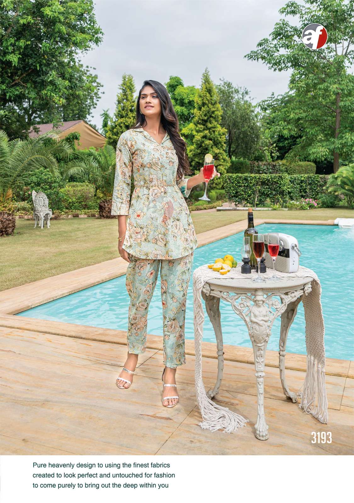 anju fab zoya vol 6 designer cord set digital print fancy fullstitch tunic with pant