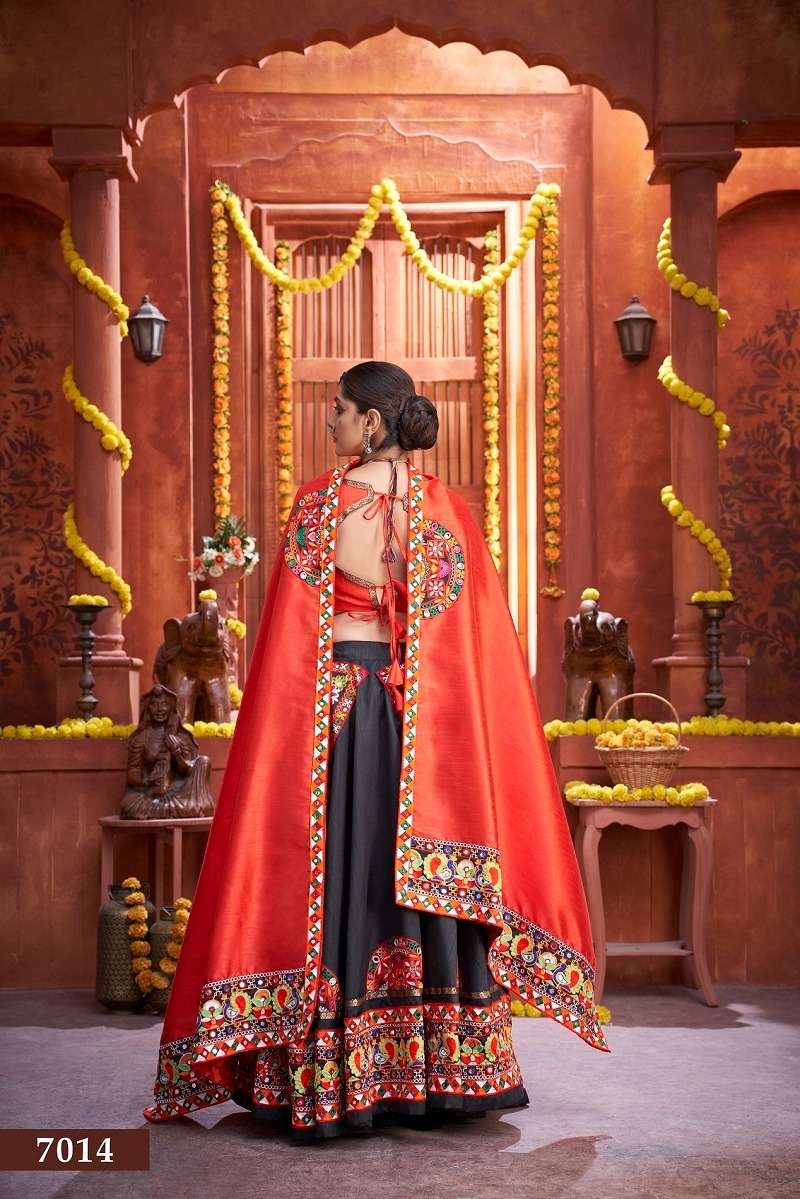 beautiful black-red color designer navratri single chaniya choli 7014 rajwadi vol 3 by aawiya