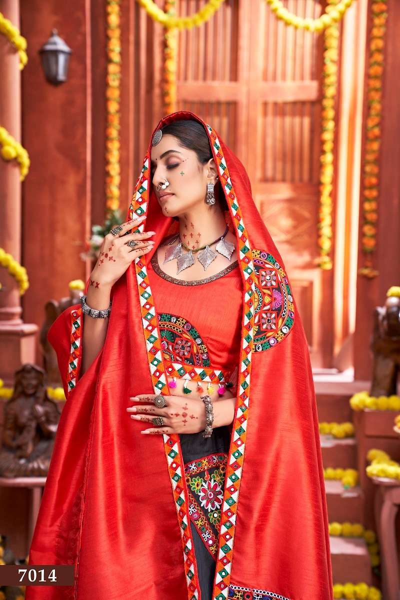 beautiful black-red color designer navratri single chaniya choli 7014 rajwadi vol 3 by aawiya