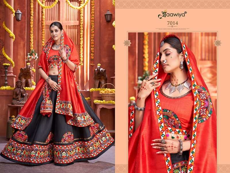 beautiful black-red color designer navratri single chaniya choli 7014 rajwadi vol 3 by aawiya