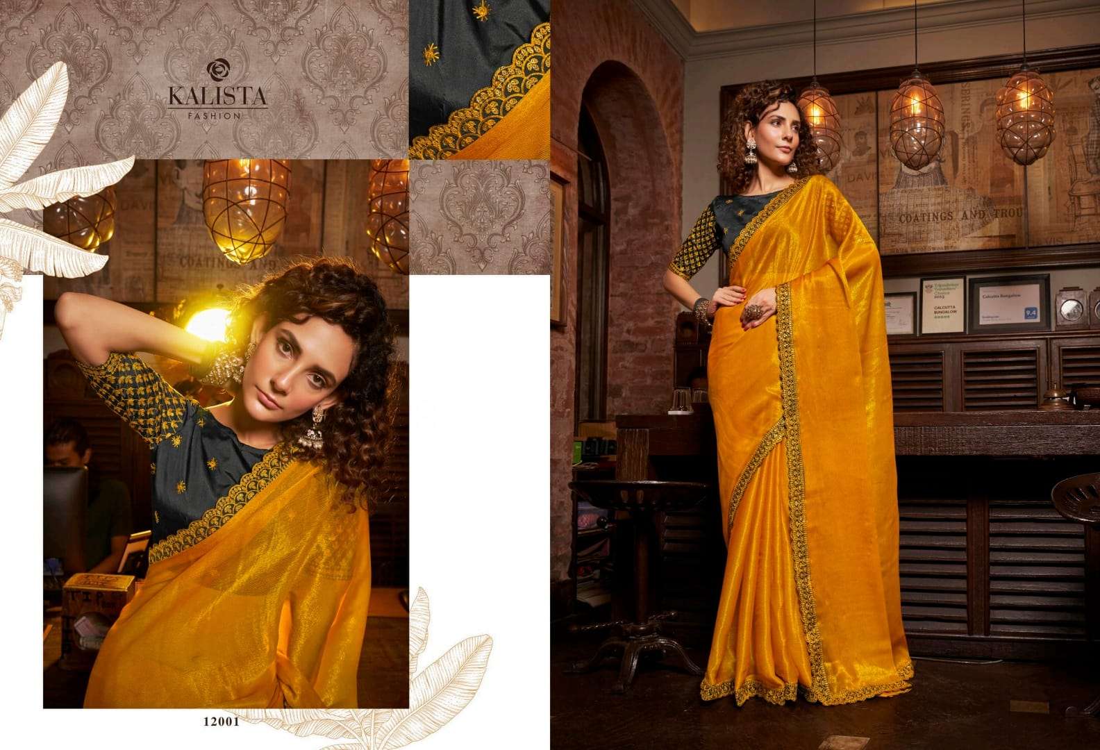 kalista fashion present kesha designer border blooming chiffon fancy sarees supplier