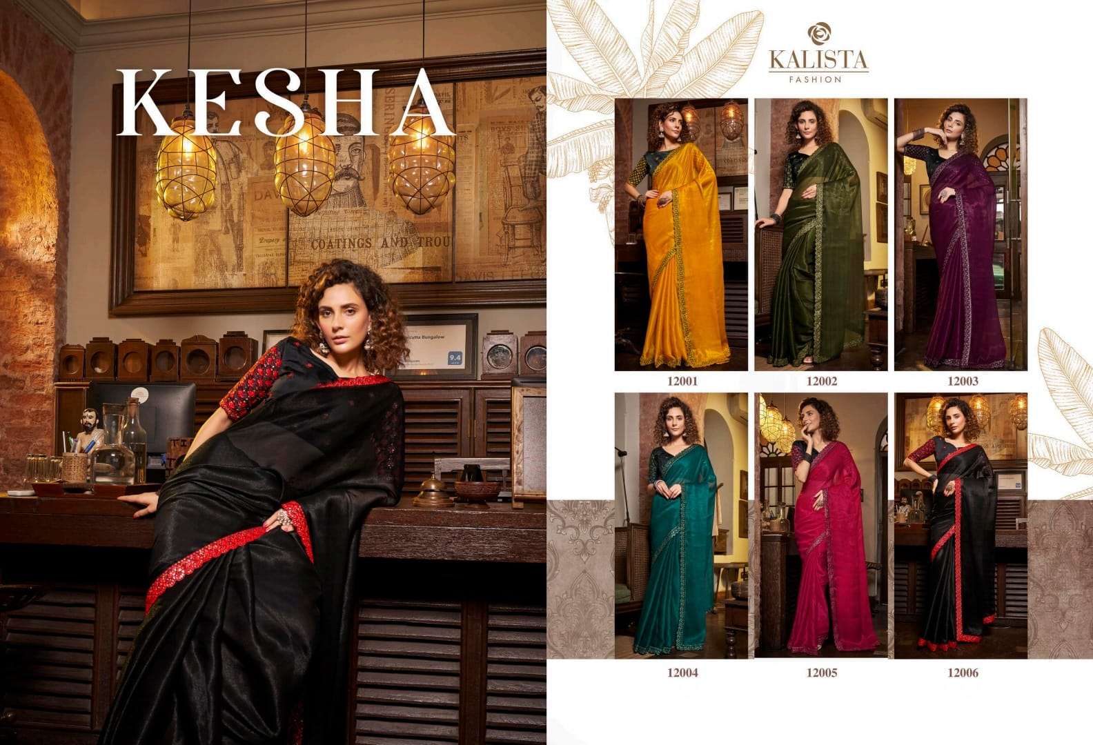 kalista fashion present kesha designer border blooming chiffon fancy sarees supplier