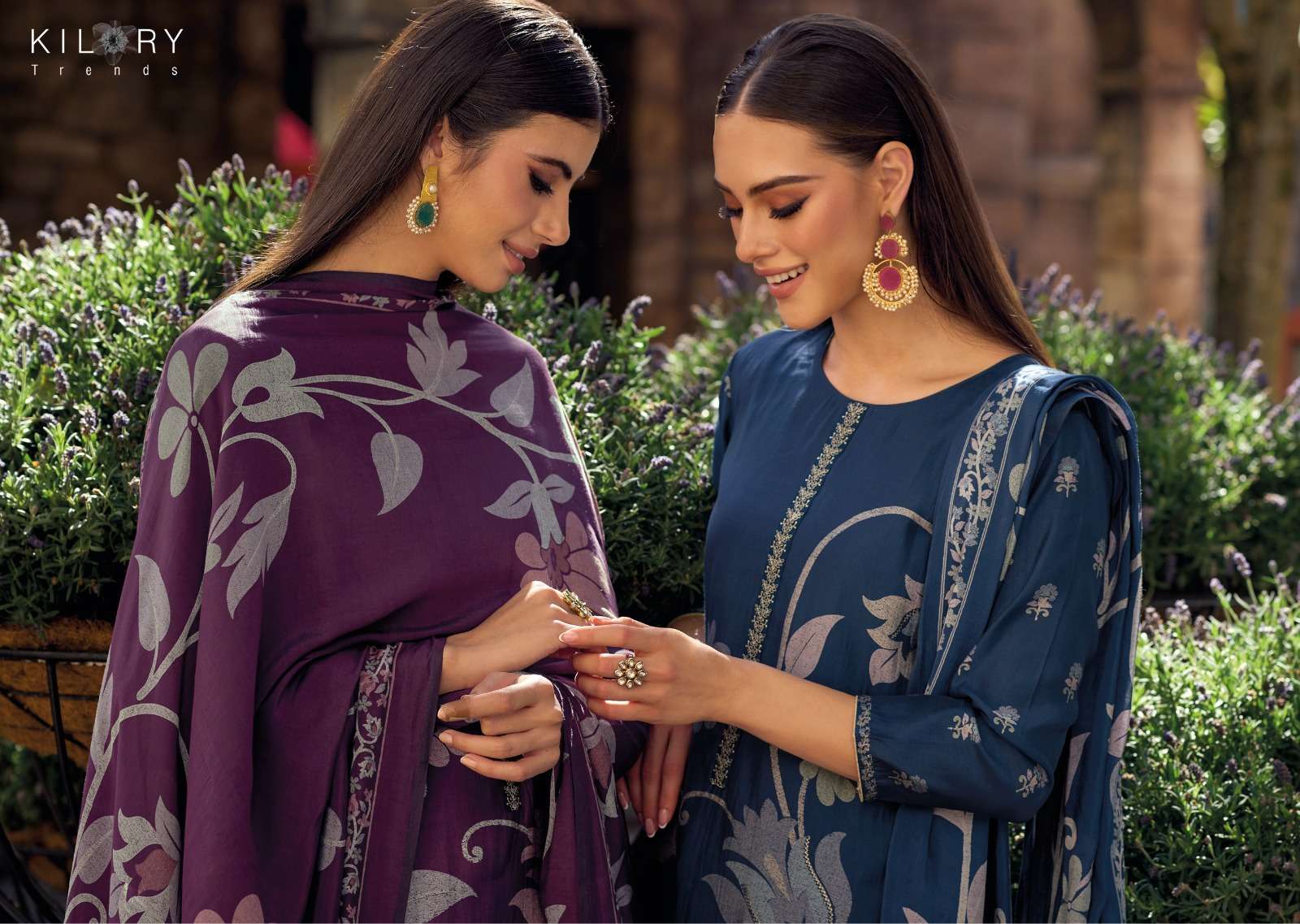 kilory trends launch zarina floral digital print fancy work salwar kameez wholesaler 