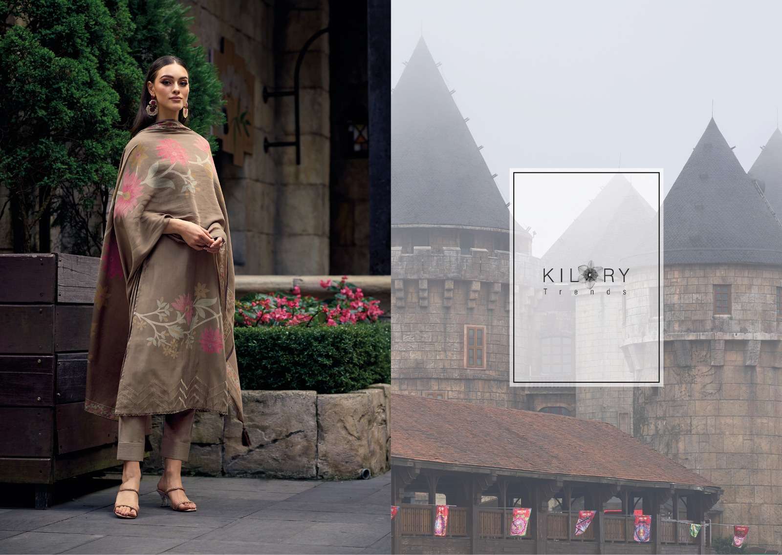 kilory trends launch zarina floral digital print fancy work salwar kameez wholesaler 