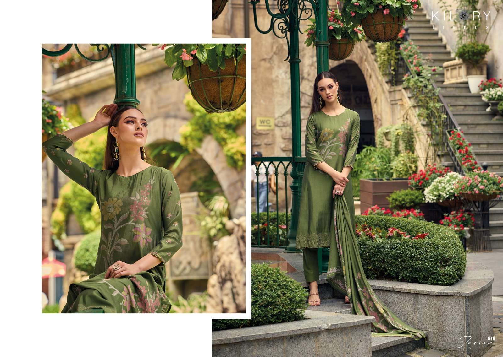 kilory trends launch zarina floral digital print fancy work salwar kameez wholesaler 