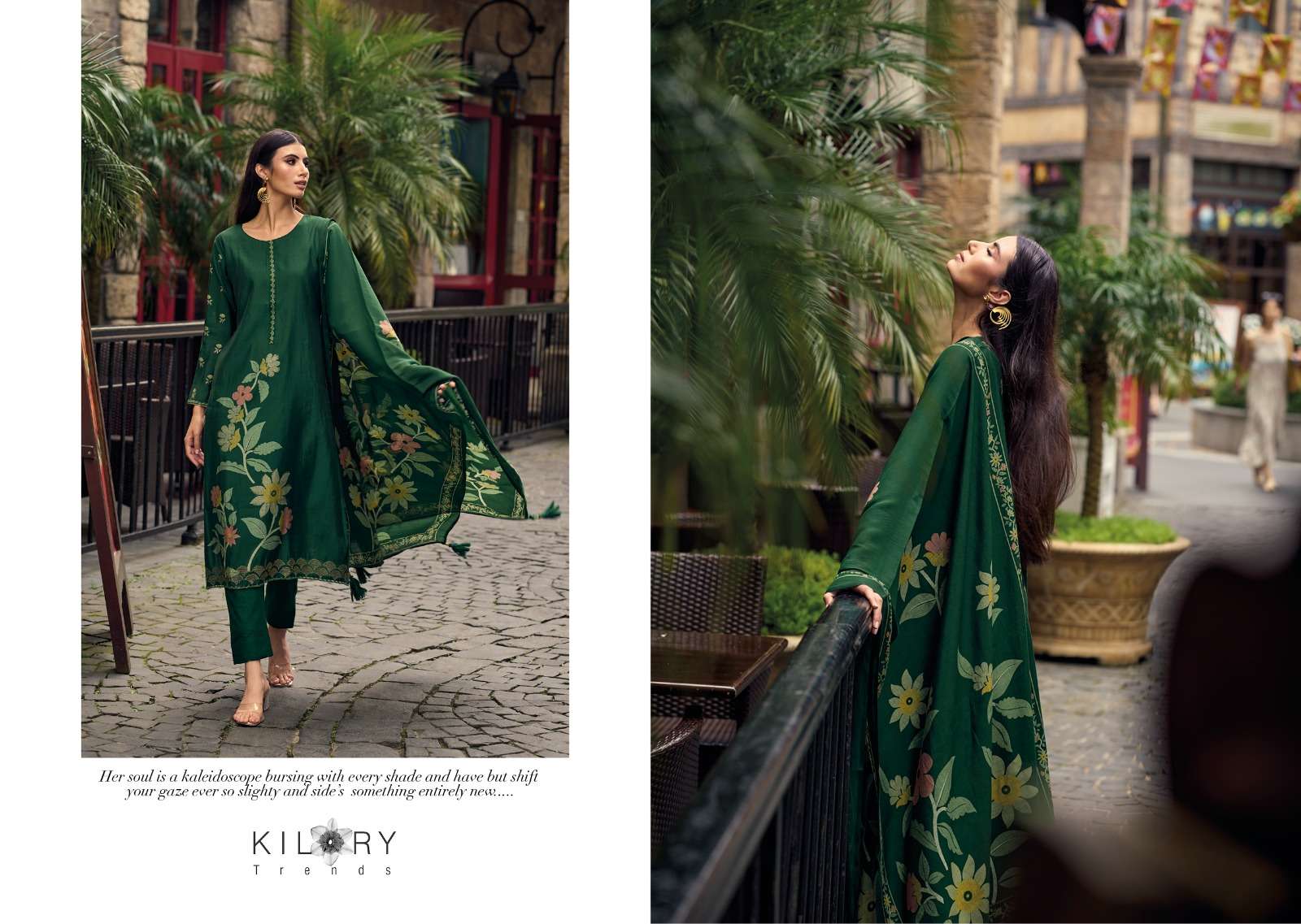 kilory trends launch zarina floral digital print fancy work salwar kameez wholesaler 