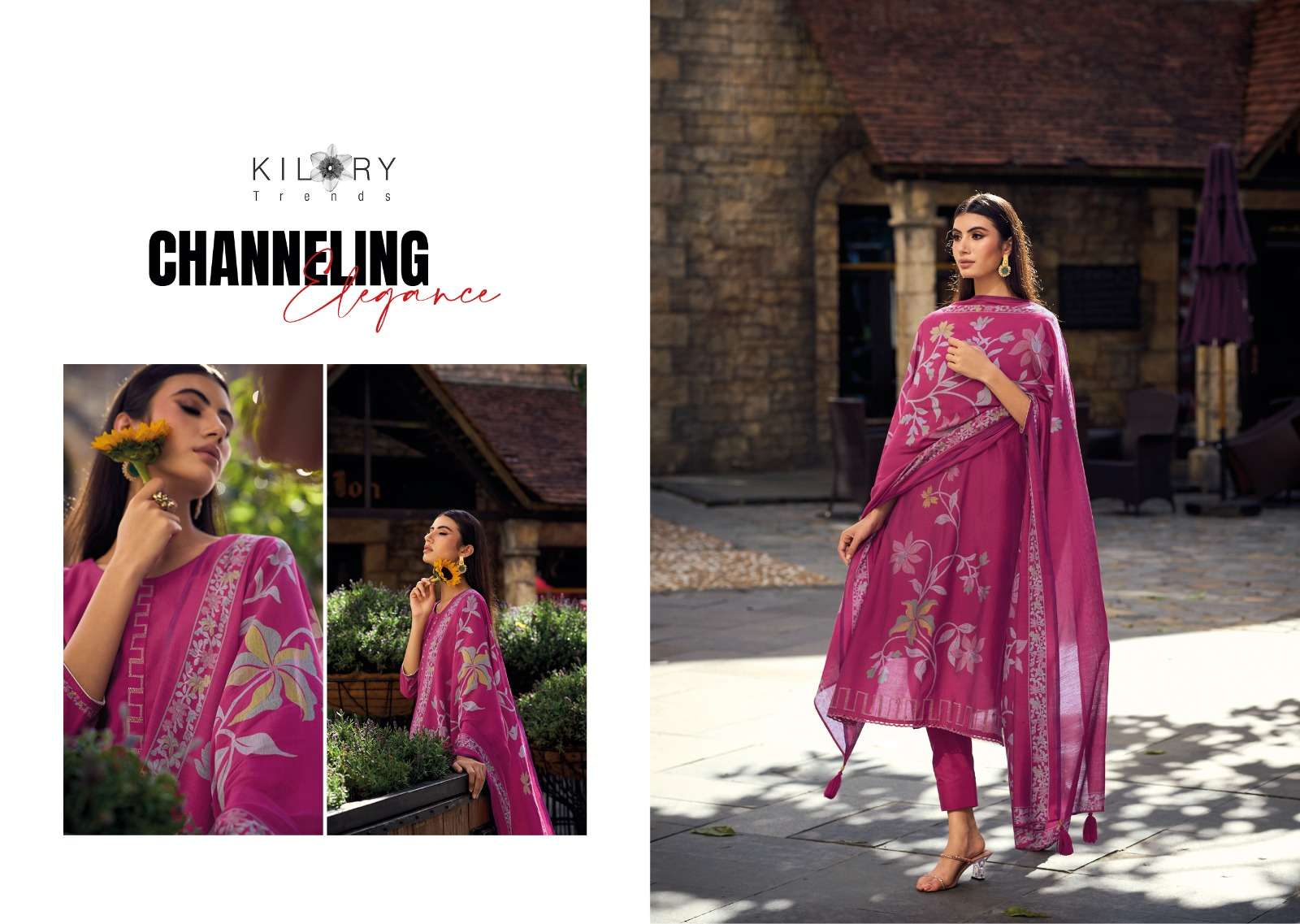 kilory trends launch zarina floral digital print fancy work salwar kameez wholesaler 