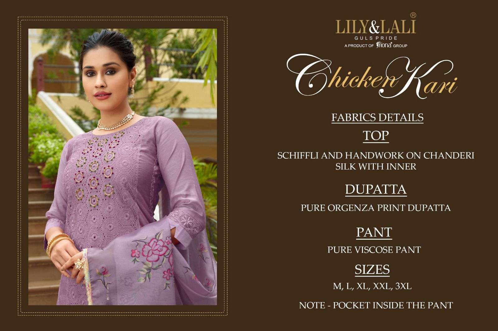 lily & lali chicken kari fabulous schiffli work kurti with pant and organza dupatta catalog 