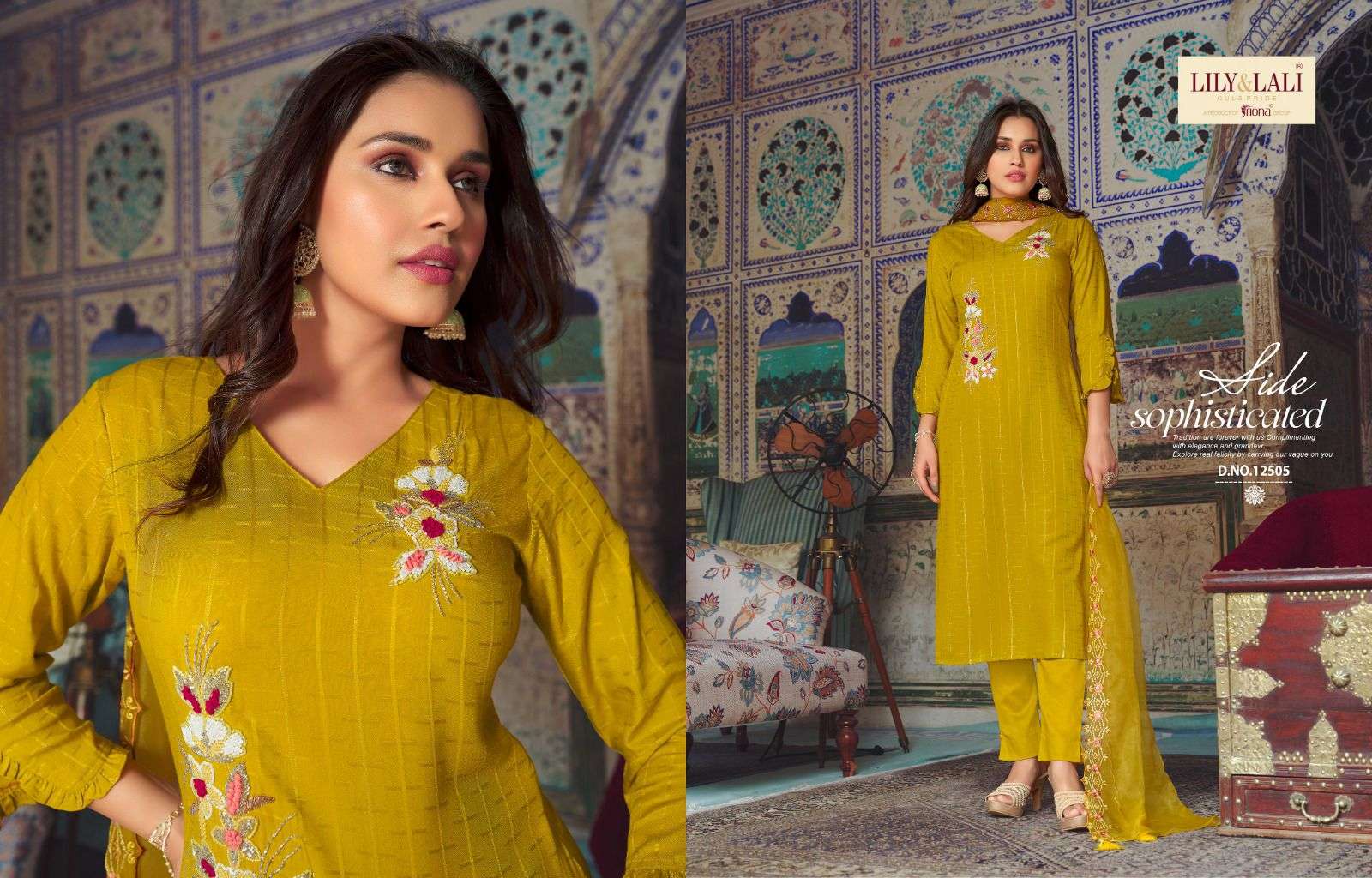 lily & lali present metro fusion beautiful fancy handwork kurti with pant and organza dupatta catalog