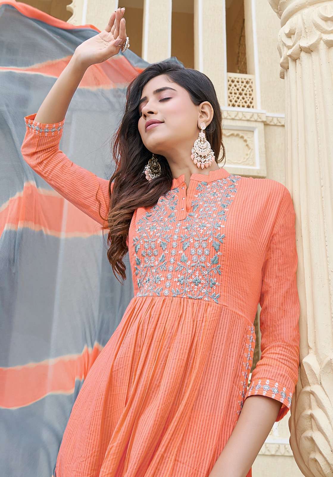 pink mirror present fairytales fancy work readymade nayra cut salwar kameez catalog