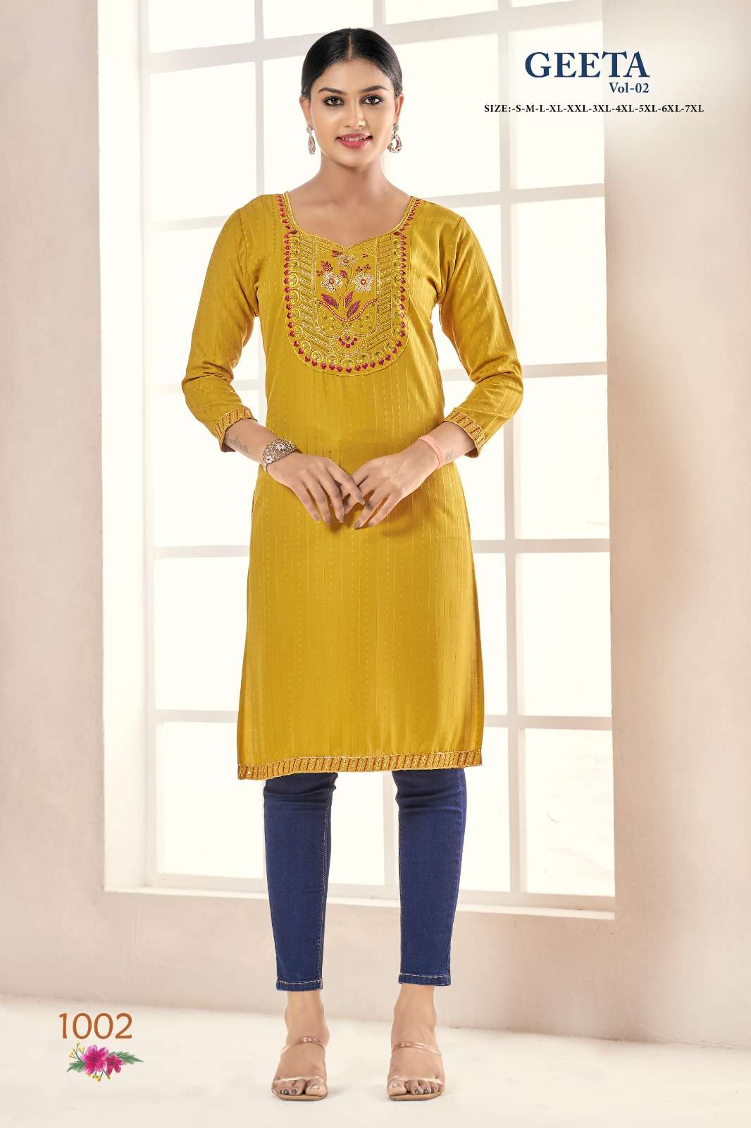 pr geeta vol 2 multi color embroidery neck work fancy casual kurti 