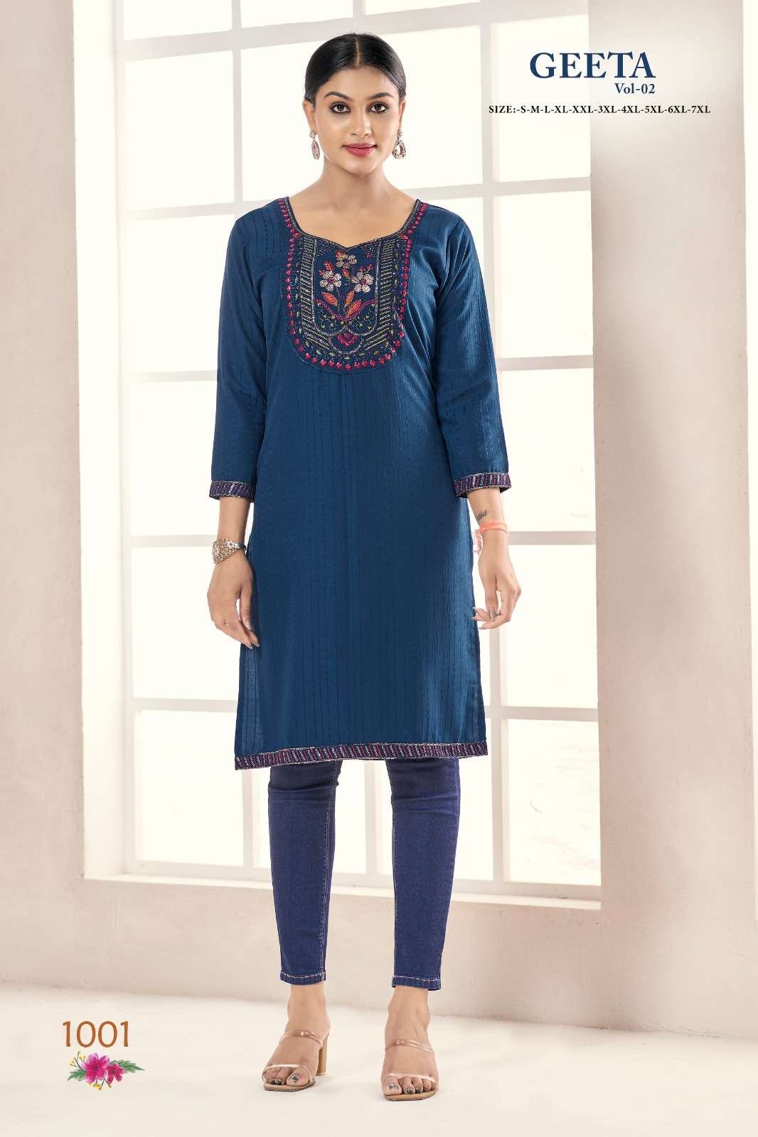 pr geeta vol 2 multi color embroidery neck work fancy casual kurti 