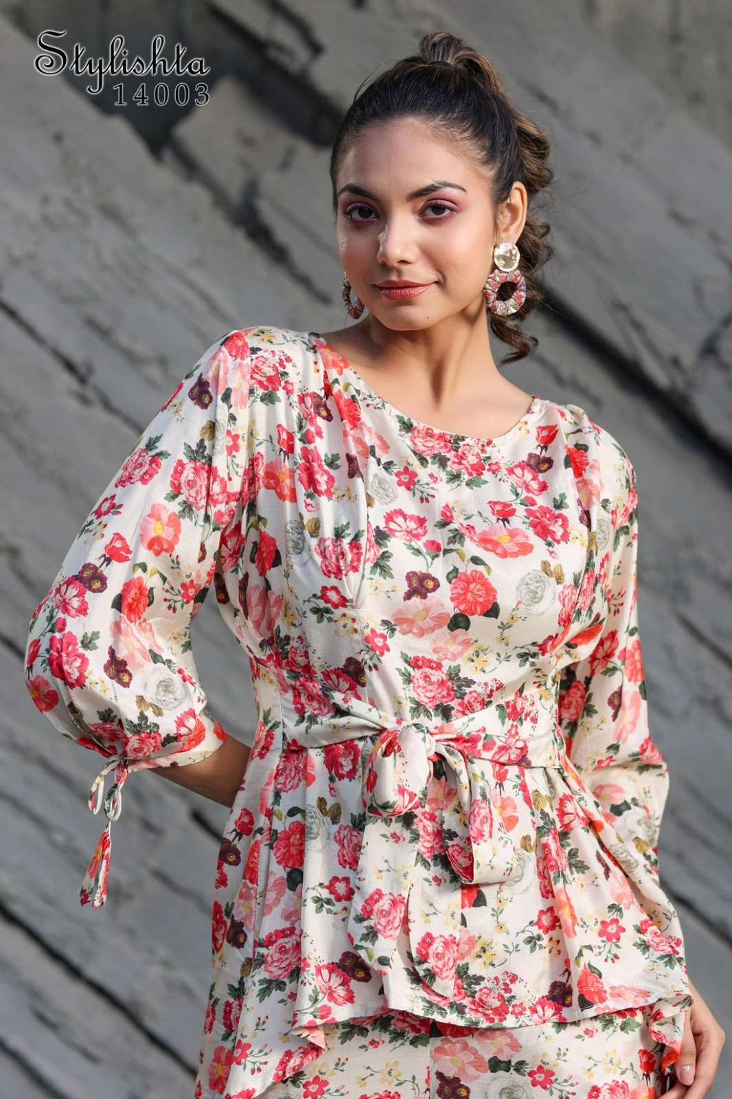 pr stylishta vol 14 fancy cord set adorable digital print tunic with pant