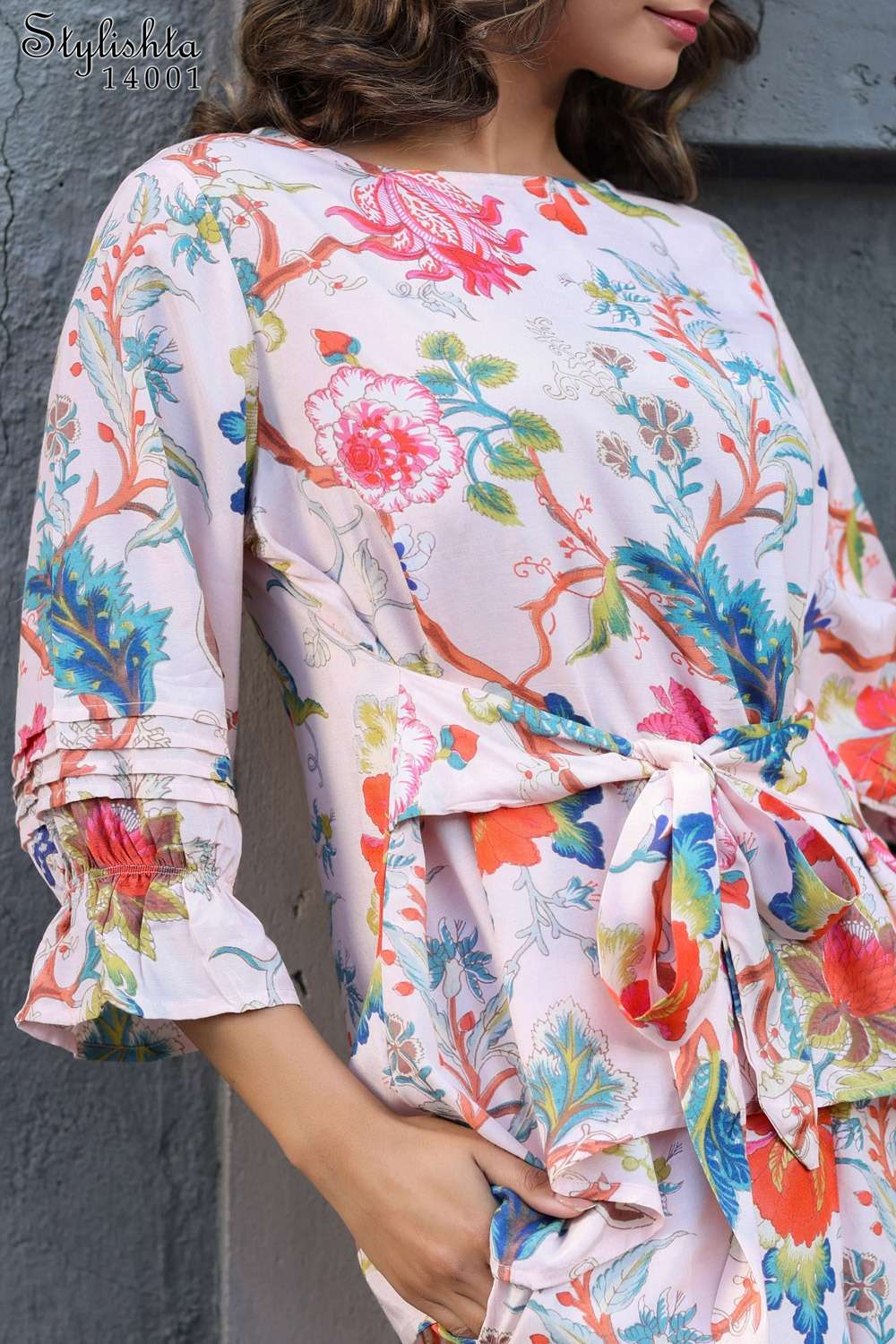 pr stylishta vol 14 fancy cord set adorable digital print tunic with pant