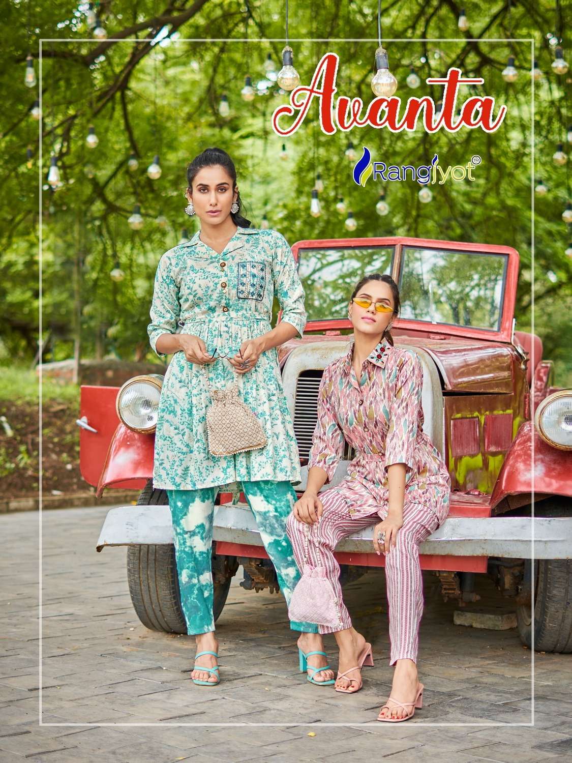 rangjyot present avanta fancy cord set amazing work fullstitch tunic with pant