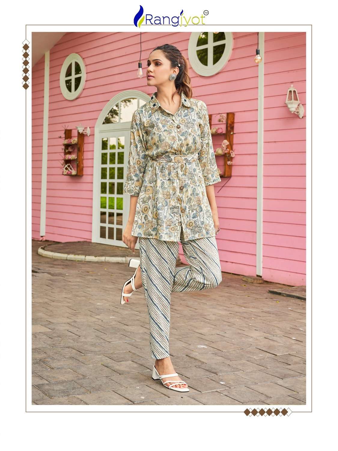 rangjyot present avanta fancy cord set amazing work fullstitch tunic with pant