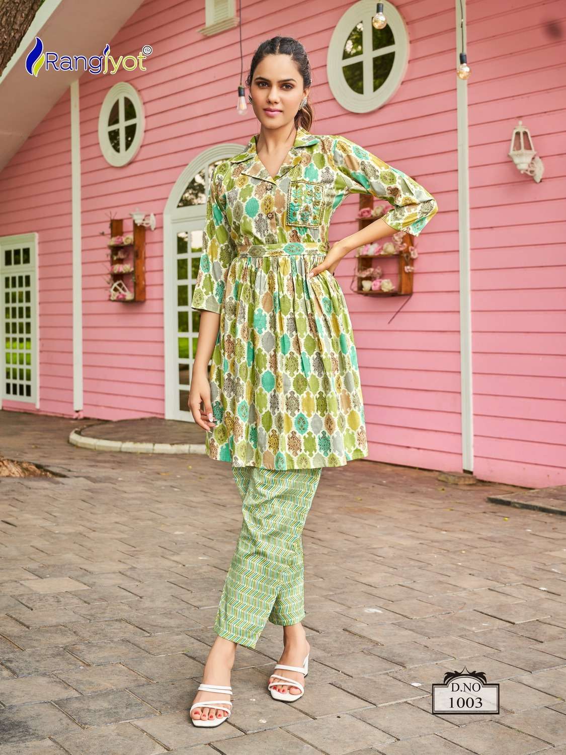 rangjyot present avanta fancy cord set amazing work fullstitch tunic with pant