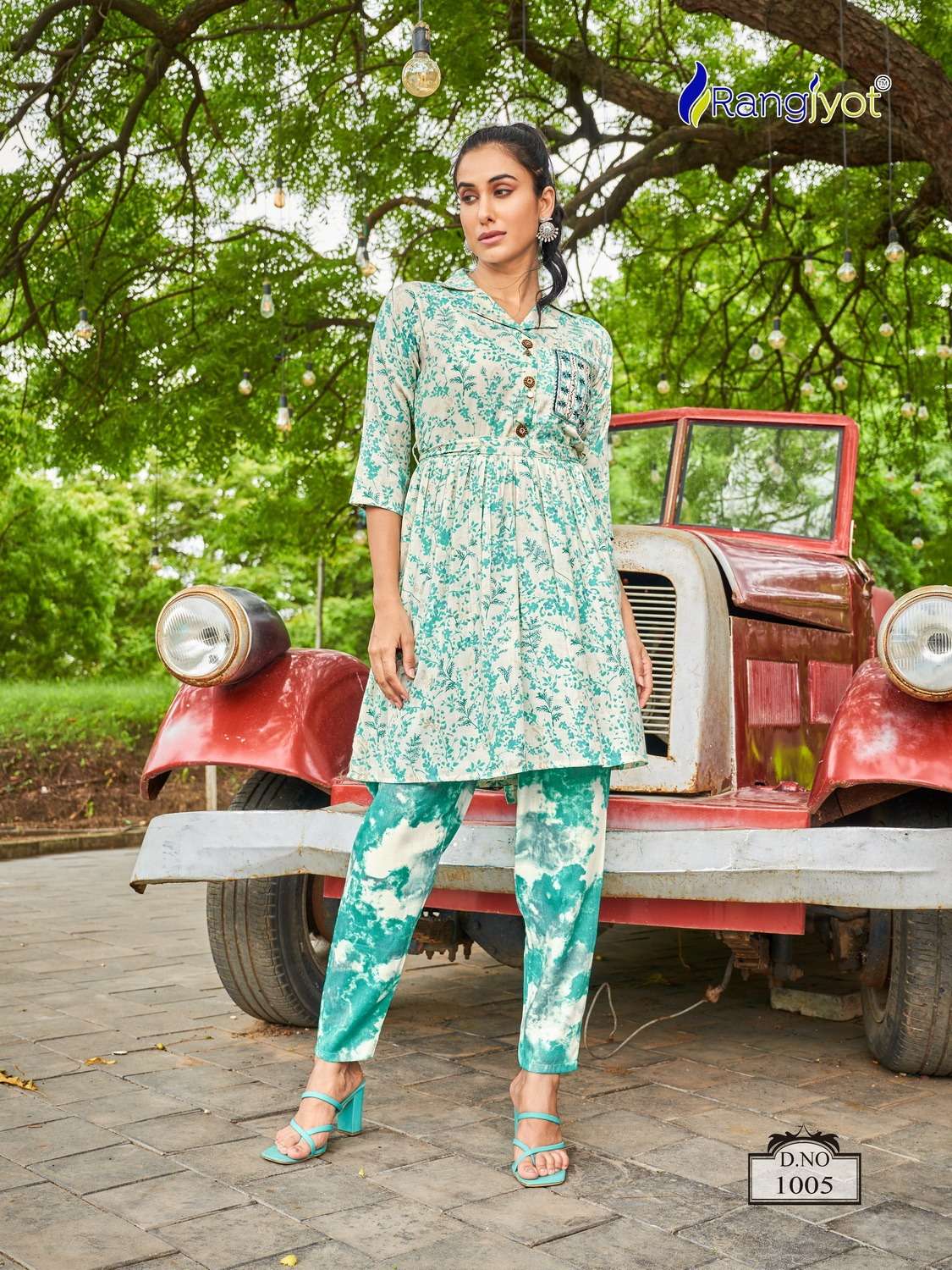 rangjyot present avanta fancy cord set amazing work fullstitch tunic with pant