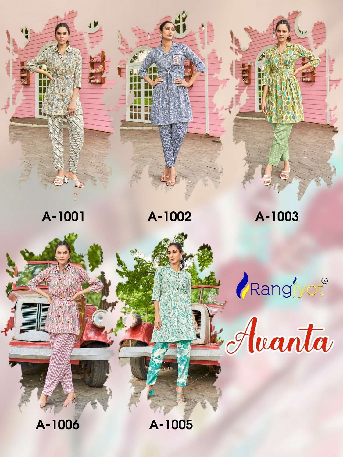 rangjyot present avanta fancy cord set amazing work fullstitch tunic with pant