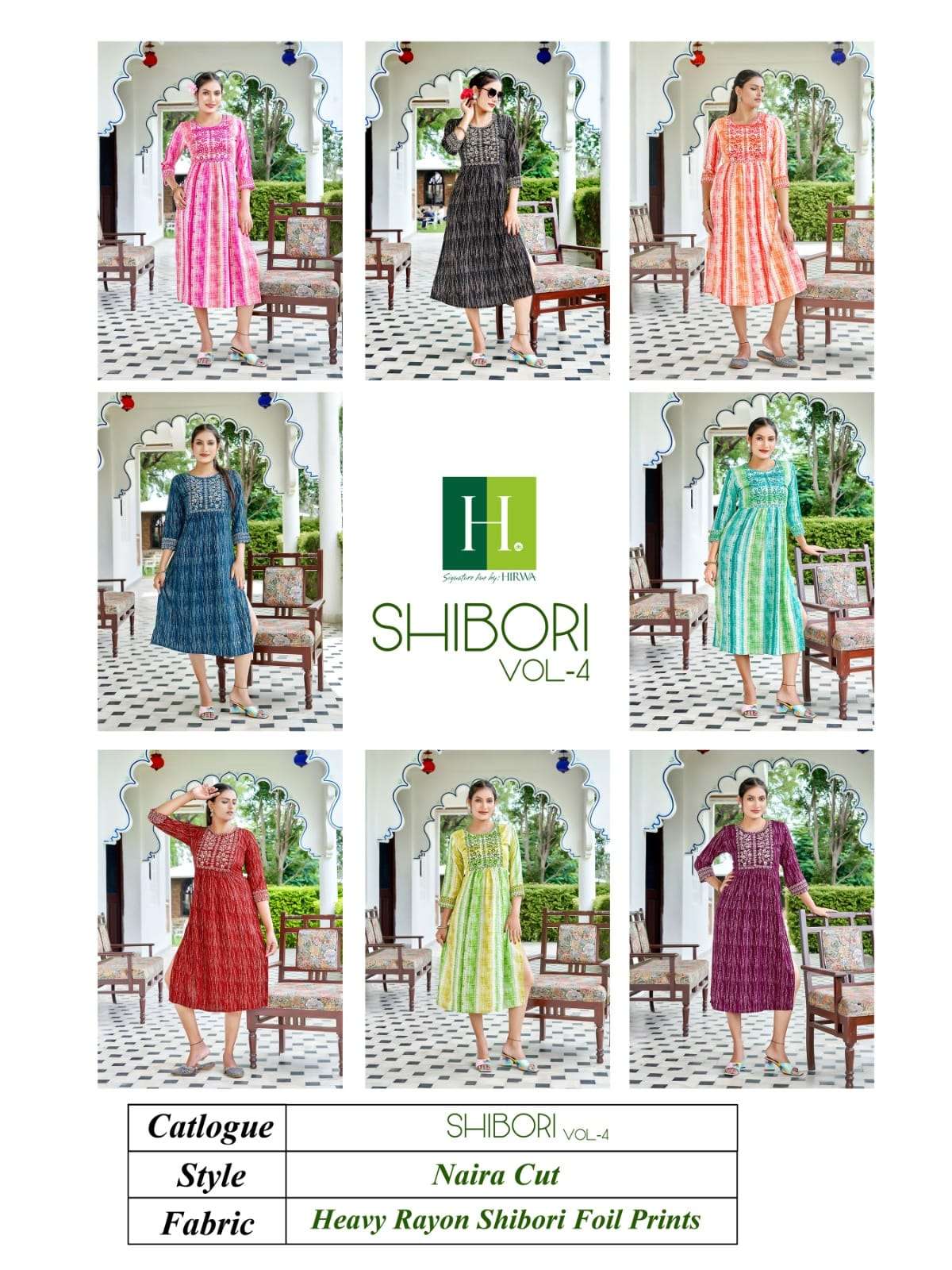 shibori vol 4 by hirwa amazing fancy nayra cut kurti catalog