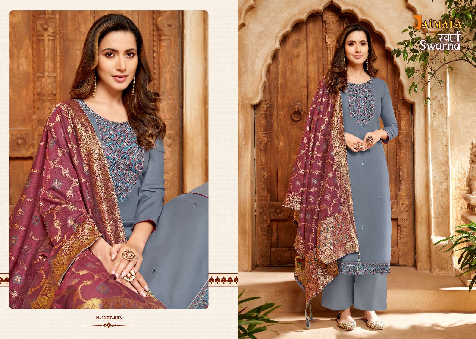 swarna vol 2 by jaimala alok suit amazing work unstitch salwar kameez with meenakari dupatta collection