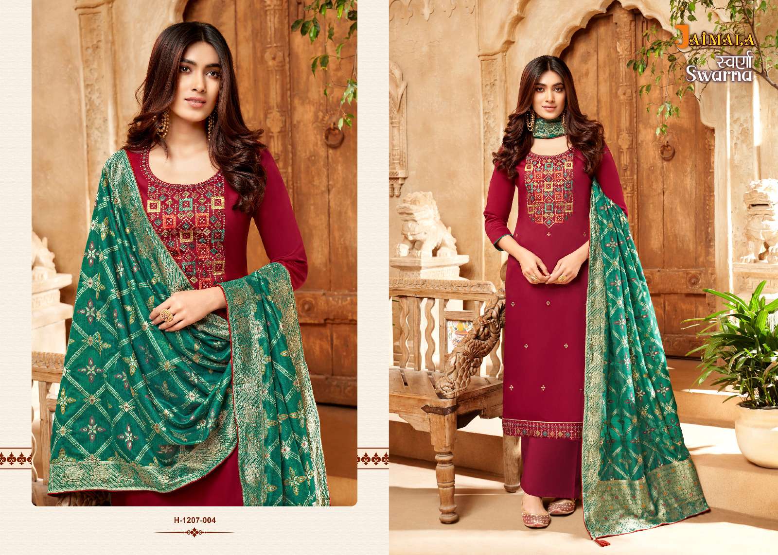 swarna vol 2 by jaimala alok suit amazing work unstitch salwar kameez with meenakari dupatta collection