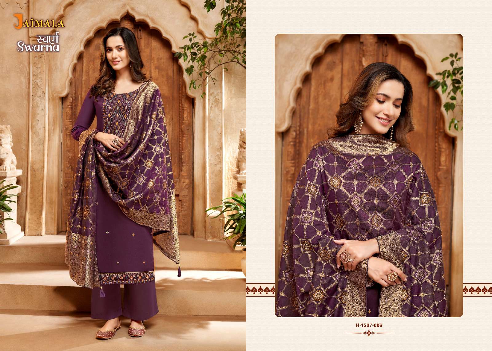 swarna vol 2 by jaimala alok suit amazing work unstitch salwar kameez with meenakari dupatta collection