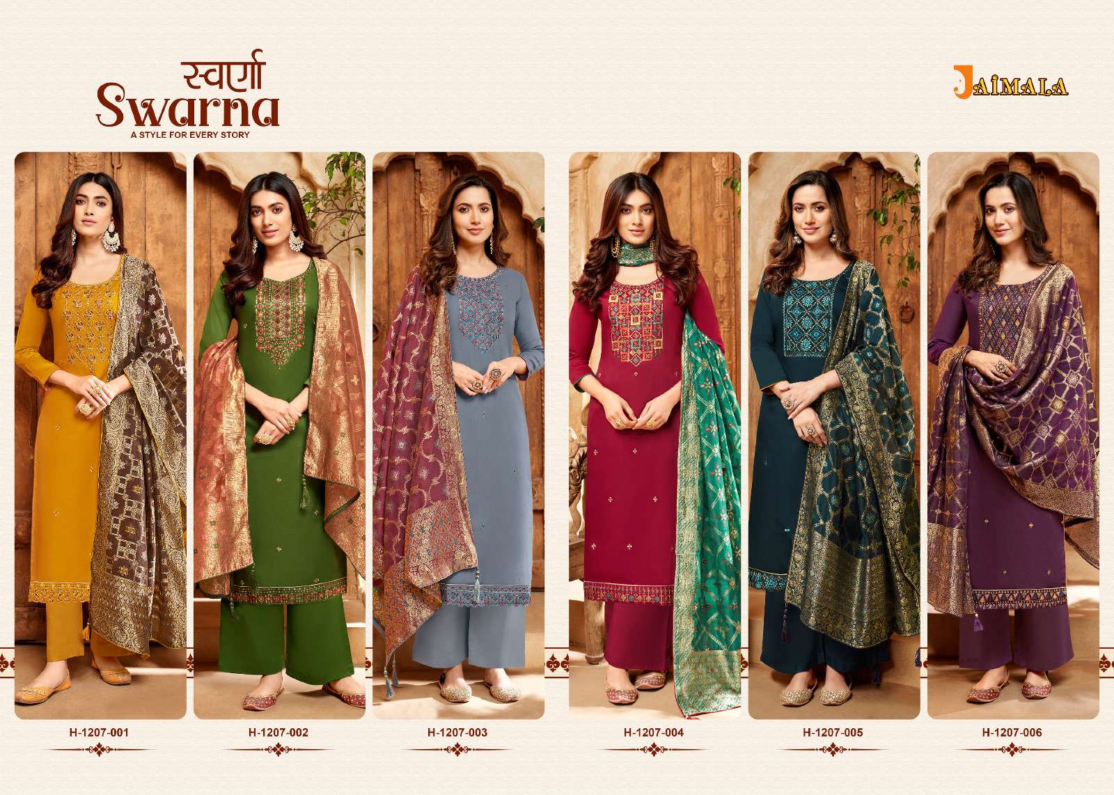 swarna vol 2 by jaimala alok suit amazing work unstitch salwar kameez with meenakari dupatta collection