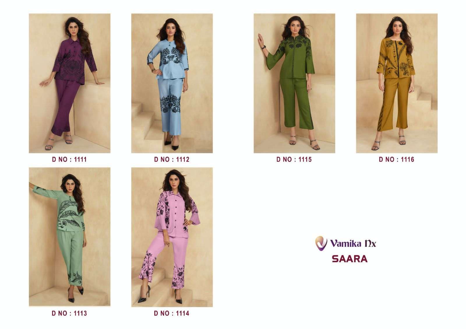 vamika nx launch saara fancy cord set beautiful designs tunic with pant catalog