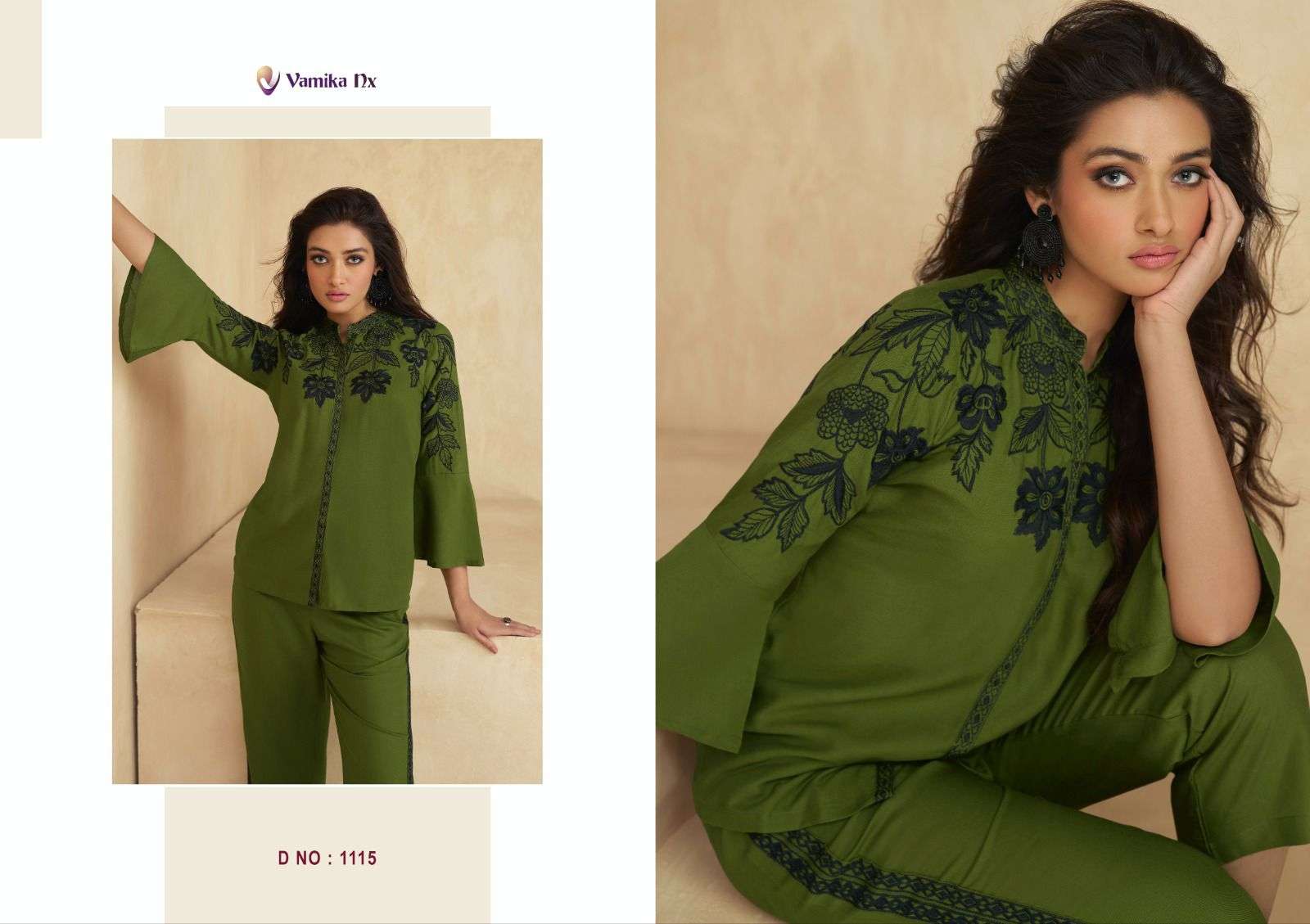 vamika nx launch saara fancy cord set beautiful designs tunic with pant catalog